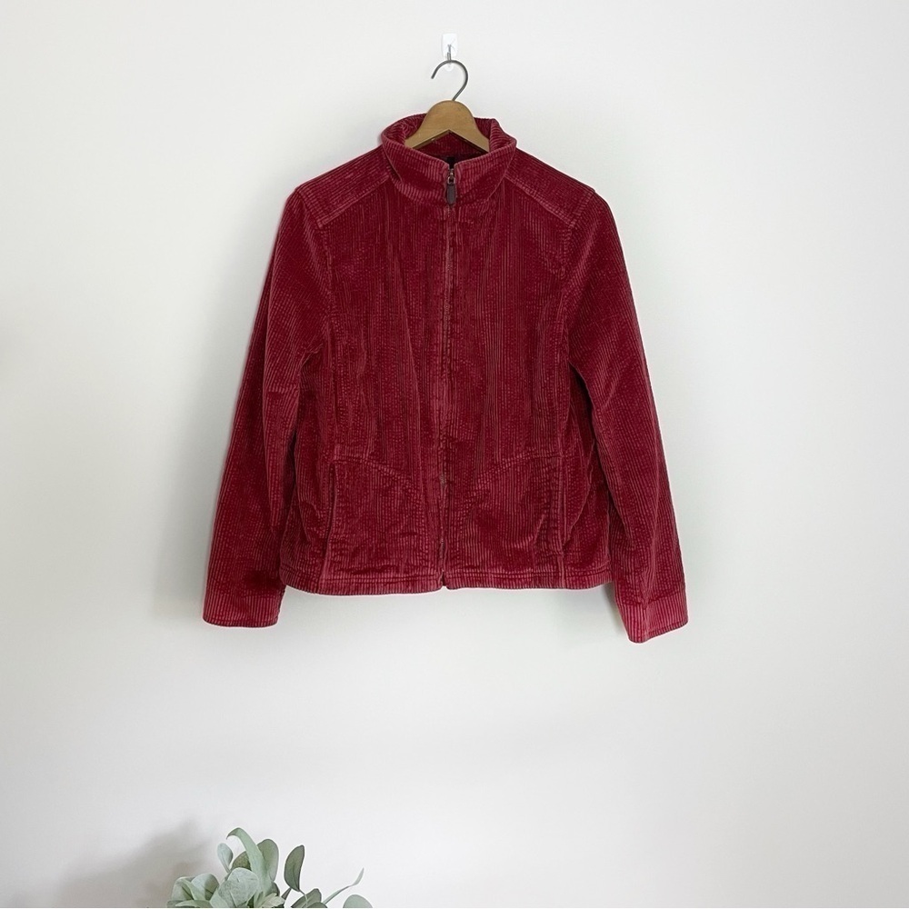[L.L. Bean] Women's Vintage Red Corduroy Full Zip Up Jacket